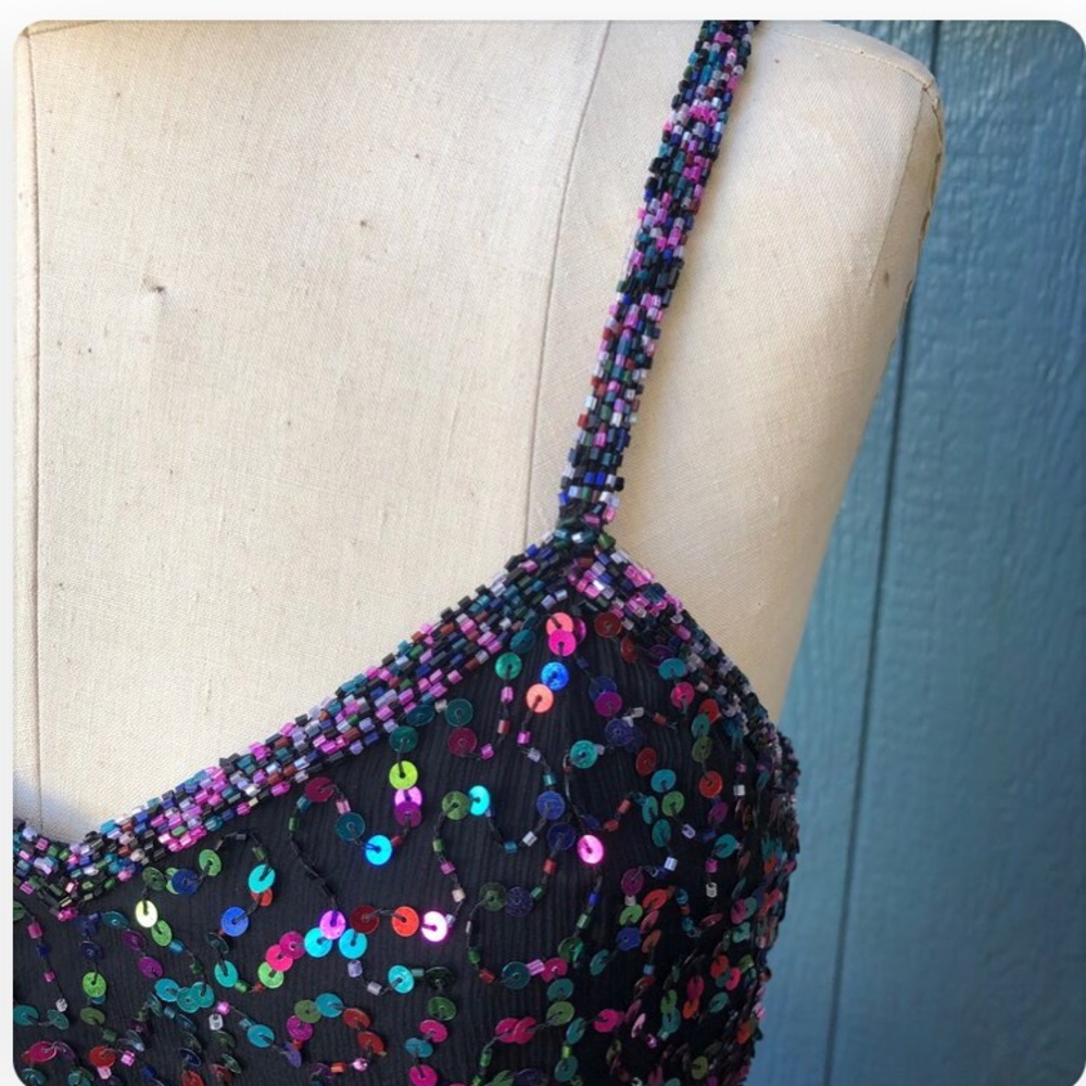 Vintage silk rainbow sequin gown - Picture 8 of 11